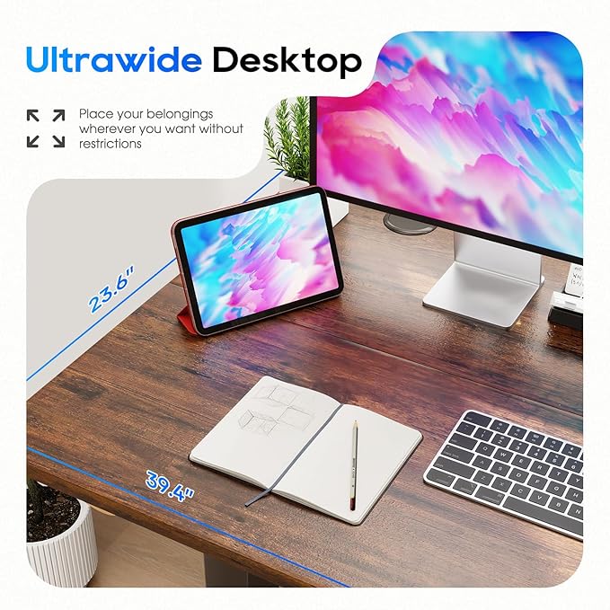 PayLessHere Electric Standing Desk 40x24 Inch Height Adjustable Desk Large Space Office Computer Desk with Headphone Holder 2 Memory Function for Home Office,Brown