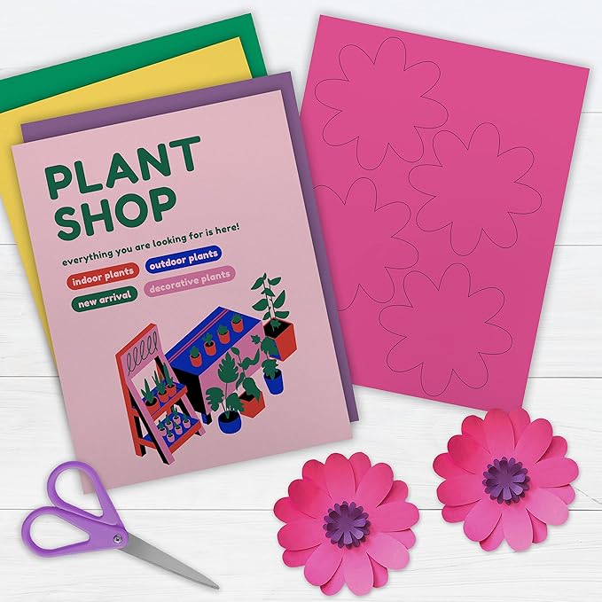 PrintWorks Floral Paper 8.5" x 11" - 300 Sheets - 5 Assorted Colors - Ideal for School & Craft Projects - Made in The USA - 20 lb/75 GSM & 24 lb/89 GSM - Printer Compatible Flower Paper (00607)