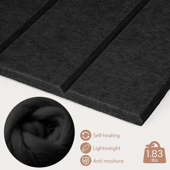 Bulletin Board, 24 x 18 inches Felt Board Decorative Pin Board, 4' x 3' Cork Board Alternative for Wall, Foldable Photo Board with 20 Pushpins - Black Stripes