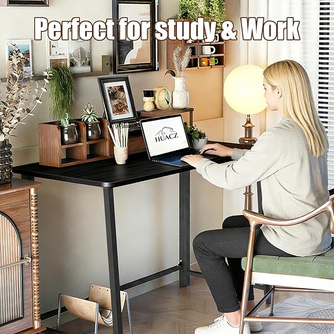 31.5" Folding Desk for Small Spaces, Foldable Computer Table for Home Office,Study,Bedroom,Dorm,Craft, Space Saving,Small Writing Work Office Compact Computer Desk,Easy Assembly,Black