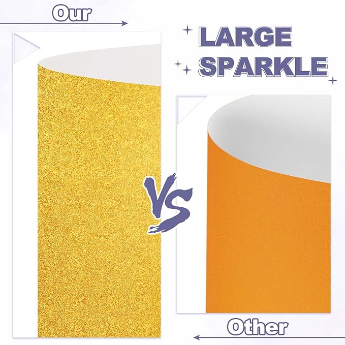 PATIKIL 40Sheets Gold Glitter Cardstock, 8.3x11.7 in A4 Glitter Paper Card Stock Shiny Scrapbook 250gsm Sparkly Paper Large Shimmer for Crafts Scrapbook DIY Art Wedding Party
