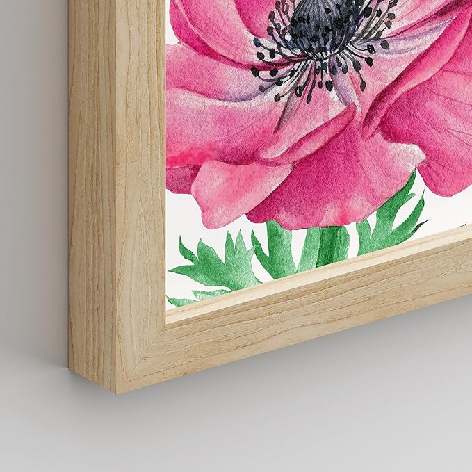 SIGNWIN Framed Poster Bathroom Decor, Wall Art Room Decor Multicolor for Living Room, Bedroom, Office Pink Daisy Jungle Tropical Botanical Palm Leaf Nature Abstract Shapes - 8"x10"x 8 Natural