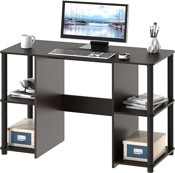 SHW 38-Inch Home Office Wood Desk with Double Sided Shelves, Espresso