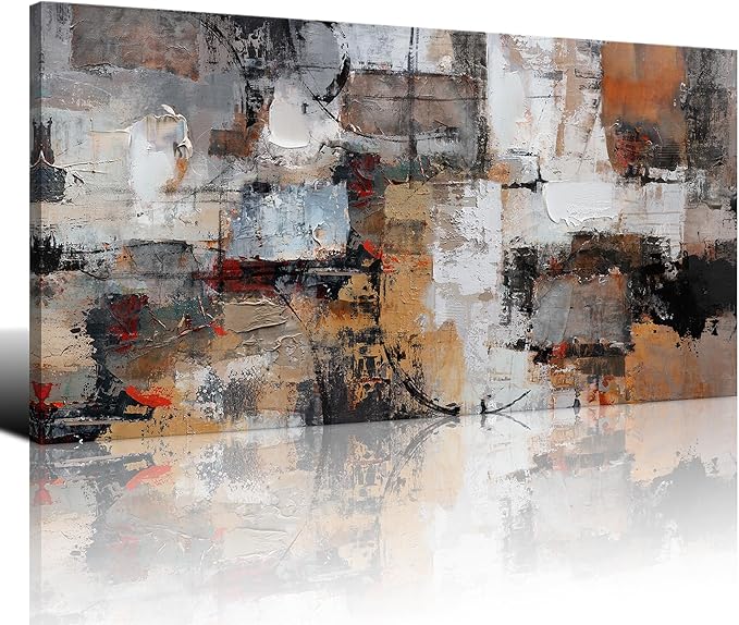 Pogusmavi Abstract Canvas Wall Art, Modern Minimalist Painting, Brown Room Decor, Framed Wall Art for Living Room, Bedroom, Office, 20x40IN