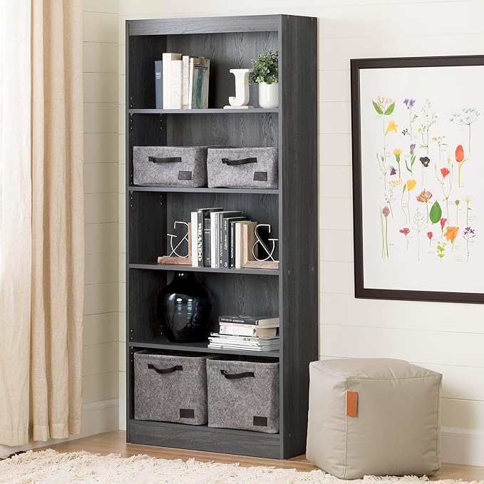 South Shore Axess 5-Shelf Bookcase - Gray Oak
