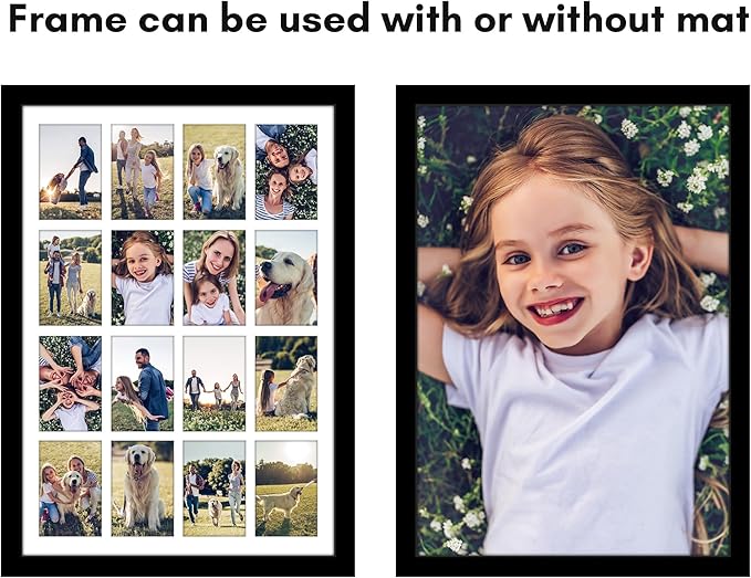 Americanflat 4x6 Collage Picture Frame with Polished Plexiglass - Multi Picture Frames Fit Sixteen 4x6 Photos or Use as One 18x26 Poster Frame for Wall Display - Signature Collection - Black