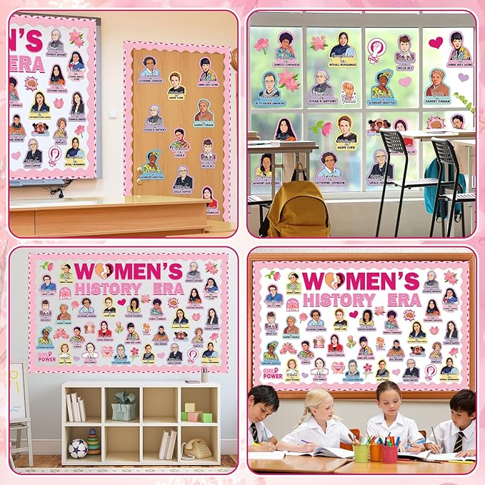 Women's History Month Bulletin Board Decorations Women's History Inspirational Positive Cutouts Motivational Famous Women Quotes Classroom Decor Supplies for Home School Classroom Wall Hallway Decor