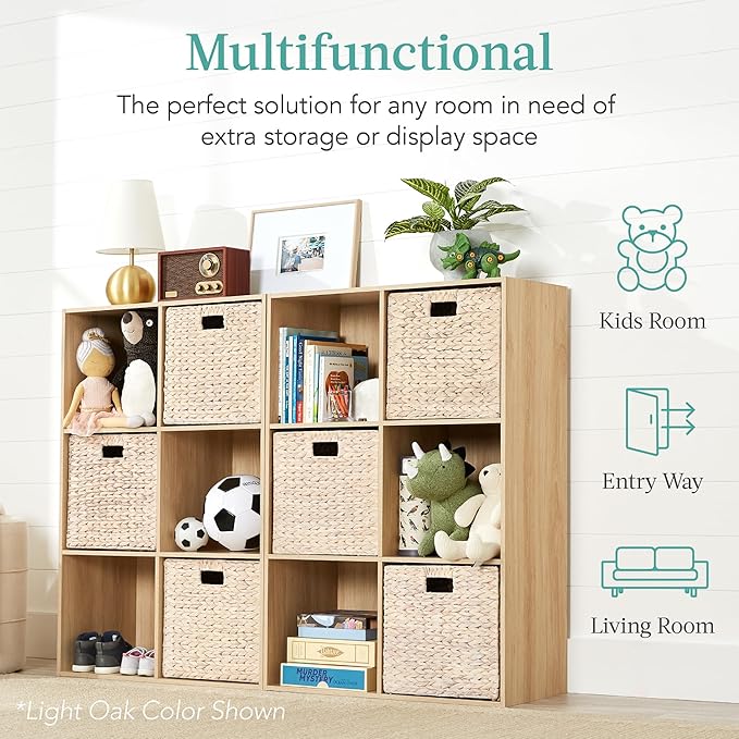 Best Choice Products Kids Bookcase 6-Cube Storage Organizer, 13.5in Shelf Opening, Bookshelf, Toy Storage, Customizable w/ 3 Removable Back Panels – Navy