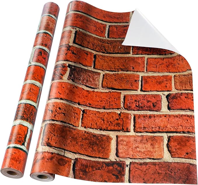 Tenceur Wrapping Paper Roll Bulletin Board Borders Paper Fade Resistant Decorative(24 Inch X 100ft,Vintage Red Brick Style)