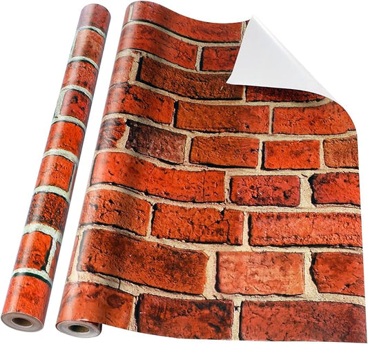 Tenceur Wrapping Paper Roll Bulletin Board Borders Paper Fade Resistant Decorative(40 Inch X 100ft,Vintage Red Brick Style)