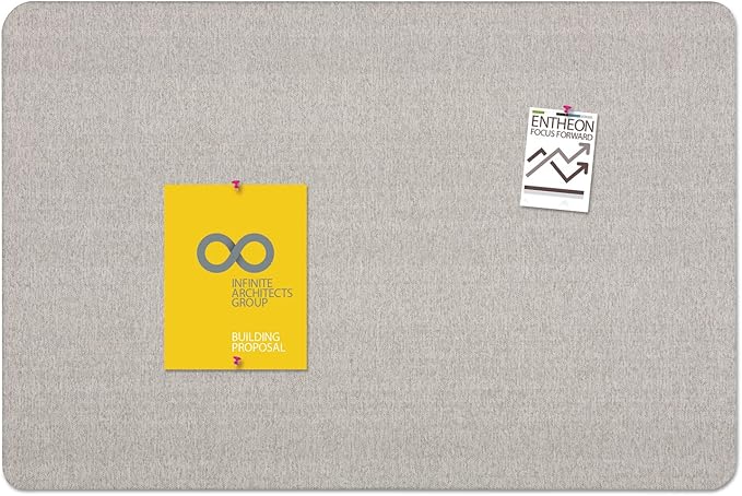 Quartet Bulletin Board 48"W x 36"H Fabric Cork Board Alternative for Office School or Home Décor, Gray (7684G)
