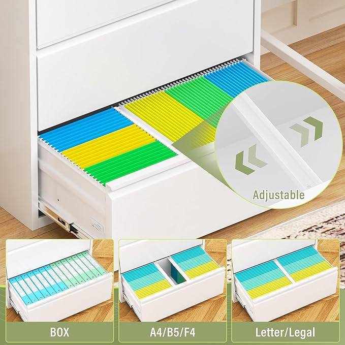 Oakcloud 3 Drawer File Cabinet for Home Office, Filing Cabinet with Lock, Metal Vertical File Storage Cabinet for A4/F4/Letter/Legal Size, Easy Assemble (28“-White)