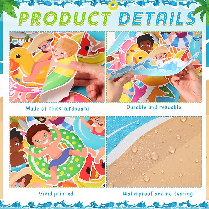 Pajean Summer Bulletin Board Set Summer Classroom Decoration Paper Cutout for Back to School Class Window Wall Home Party Decor(Float)