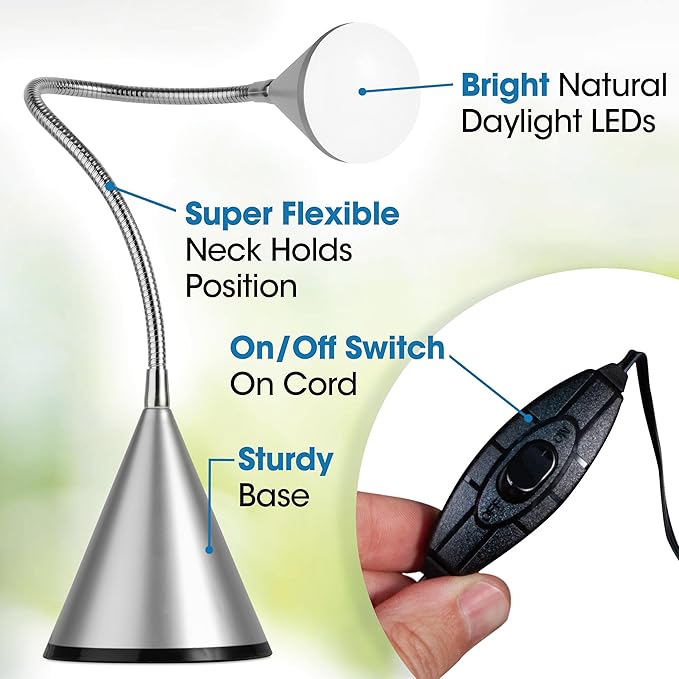 OttLite LED Cone Desk Lamp, Silver