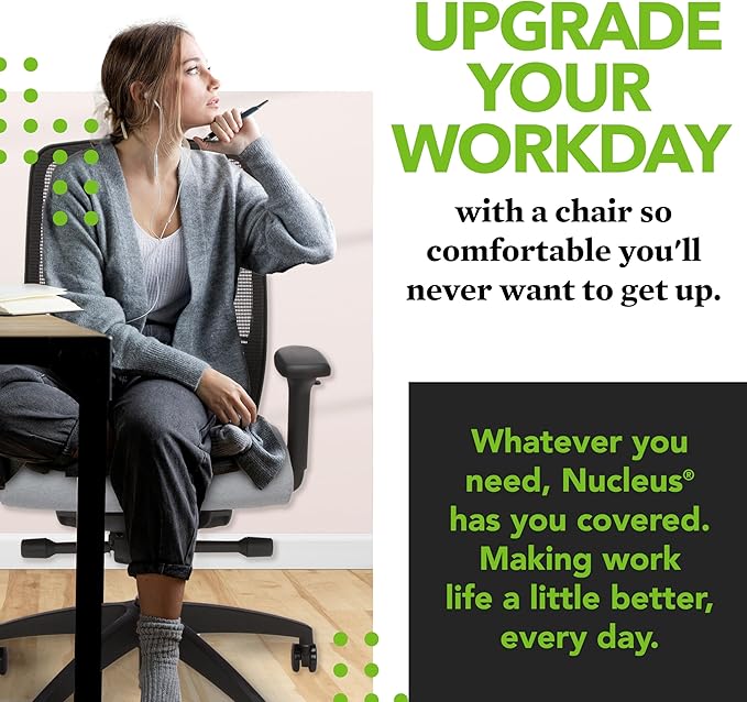 HON Nucleus Task Chair, Advanced Synchro-Tilt Control, Office Chair with Lumbar Support, Height and Width Adjustable Arms, Titanium Frame, Breeze