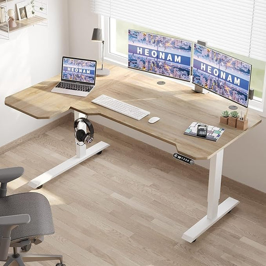 Ergonomic Electric Standing Desk 59 Inch, Height Adjustable Sit Stand Desk with Memory Keypad and Large Work Surface