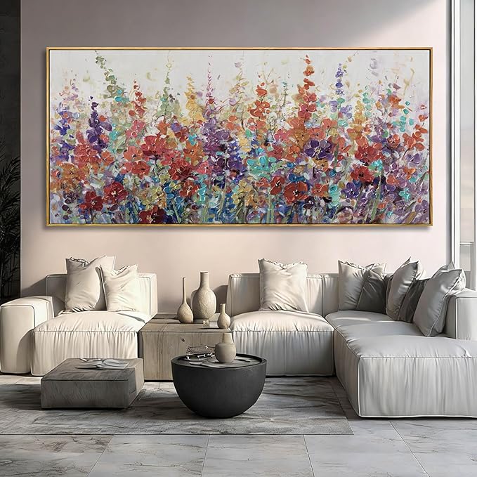 Colorful Framed Wall Art Flower Photo Prints Modern Wall Decorations 40"x86" Large Artwork for Dining Room Office Kitchen Pictures