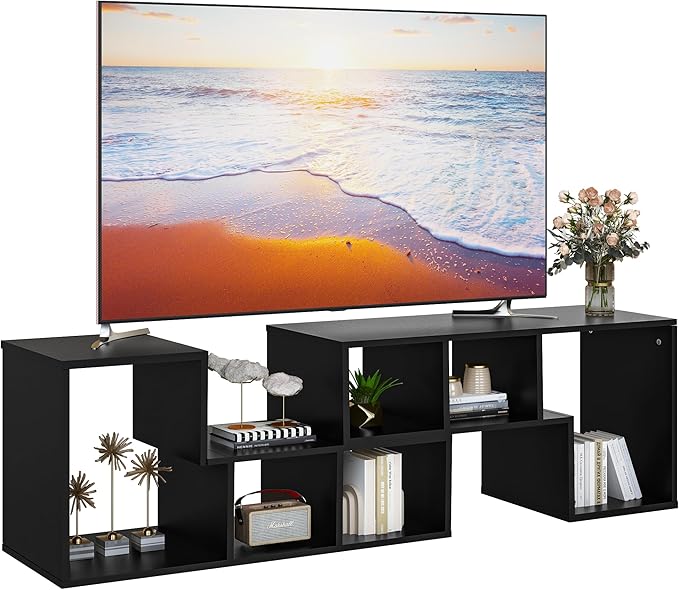 Recaceik Cube Bookshelf 2 Shelf Bookcase L-Shaped TV Console Stand Modern Entertainment Center with Open Storage Shelves for CDs/Movies/Books for Living Room, Bedroom, Home Office