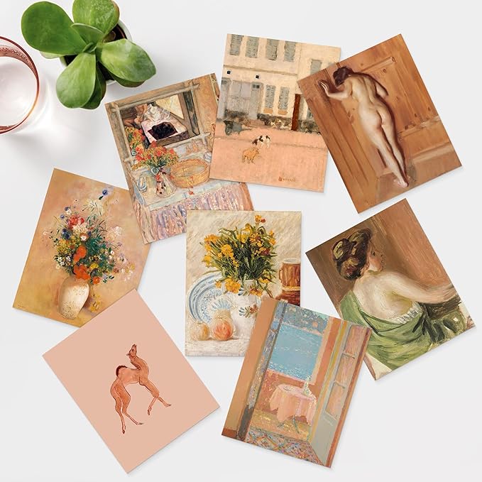 SIGNWIN Adhesive Canvas Poster Bathroom Decor 11"x14"x 8, Wall Art Room Decor Multicolor for Living Room, Bedroom, Office Pastel Landscape Flowers Female Portrait Vintage Illustrations Bohemian