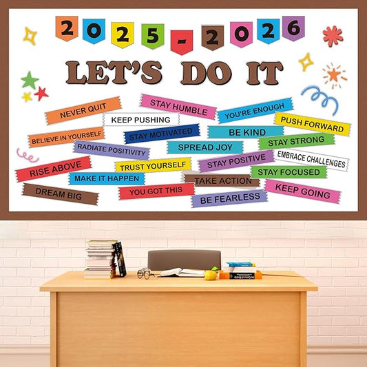 Welcome Back to School Bulletin Board Motivational Classroom Decorations Set This is Your Year Paper Cutouts Colorful Positive Affirmation for Office Home Nursery Chalkboard Wall Door Supplies