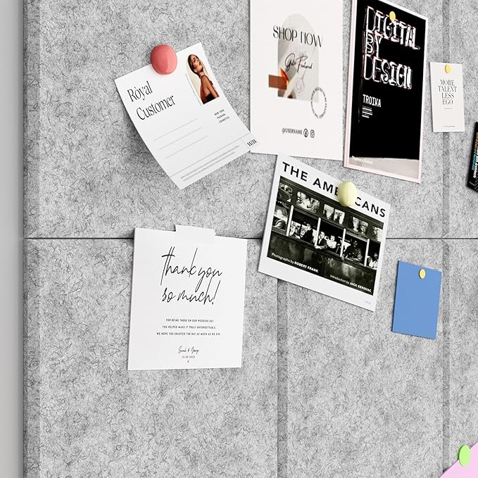 Large Cork Boards for Walls – 36" x 24" Self Adhesive Felt Wall Tiles, Ideal for Office Black Bulletin Board, Easy to Install Pin Board Photo Board