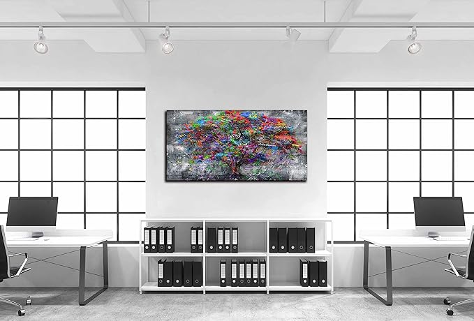 SIXTTART Tree Large Canvas Wall-Art For Living Room - Graffiti Forest Wall Art - Abstract Modern Home Office Wall Decor Ready to Hang Size 59" x 29"