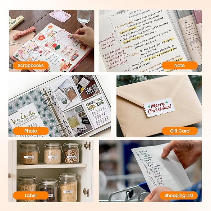 Label Maker Machine with Tape: Portable Sticker Printer, Support Continuous Label, Sticker Maker Machine with Multiple Templates for Home, Kitchen, School, Office Organization, Black