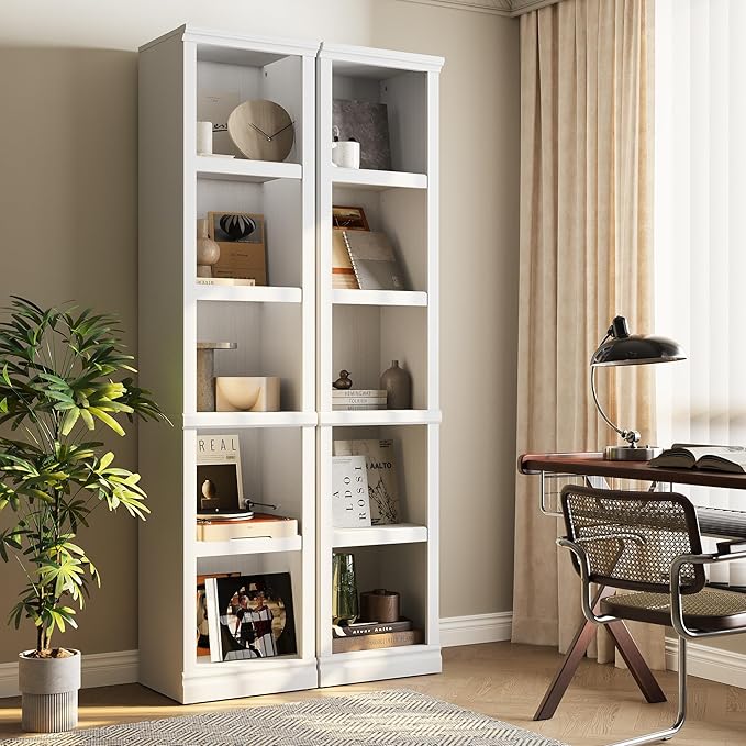 70" Tall Bookcase, White Narrow Floor Standing Bookshelf, 5 Tier Shelves Open Storage Organizer, Book Case for Living Room Hallway Kitchen Home Office Bathroom, White - 5 Tier