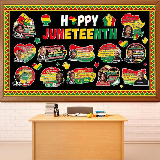gisgfim Happy Juneteenth Bulletin Board Decorations 1865 African American Paper Cutouts Inspirational Black History Bulletin Board Set for Freedom Day Independence Day Wall Classroom Decor Supplies