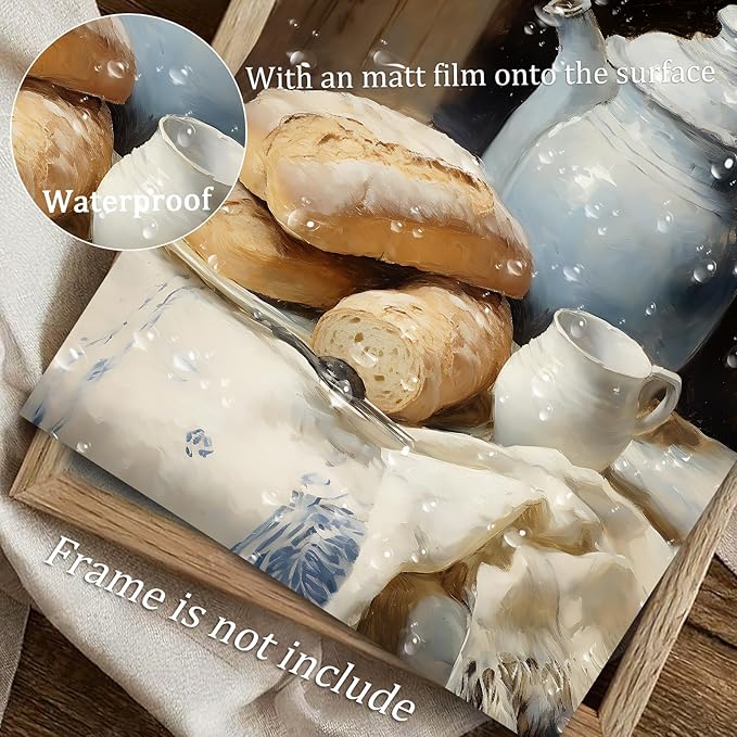 uniro Vintage Kitchen Wall Art Prints - Country Bread Canvas Wall Art Decor Rustic Farmhouse Wall Decor - Retro Jars White Tablecloth Wall Decor Painting Picture Aesthetic for Bedroom Kitchen Living Room Office (8" x 10"-UNFRAMED)