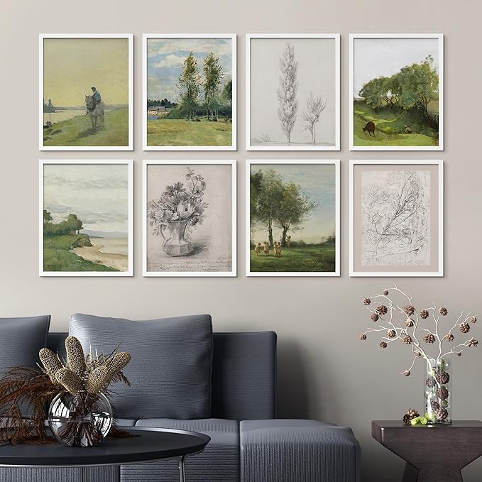 SIGNWIN Framed Poster Bathroom Decor, Wall Art Room Decor Multicolor for Living Room, Bedroom, Office Floral Botanical Flower Forest Landscapes Vintage Illustrations Bohemian - 8"x10"x 8 White