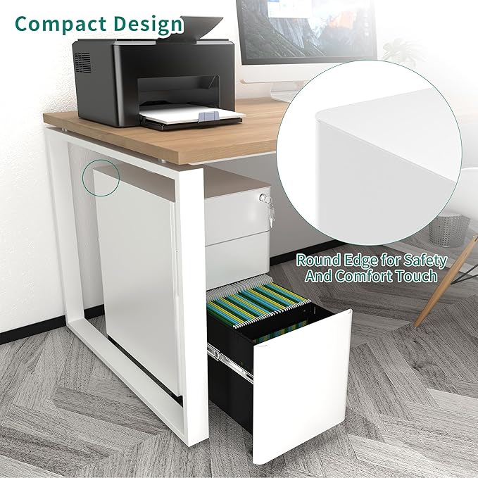 YITAHOME 3-Drawer Metal Filing Cabinet Office Drawers with Keys, Compact Slim Portable File Cabinet, Pre-Built Office Storage Solution for A4/Letter/Legal, White
