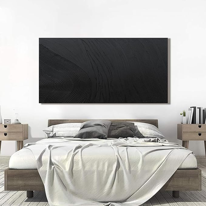 Canvas Wall Art Decor Large Artwork Modern Black Wall Art Black Silence Wall Art Painting Decorations Canvas Art Wall Decor Wall Art Prints for Room Living Room Bedroom Office Decor 29"X58"