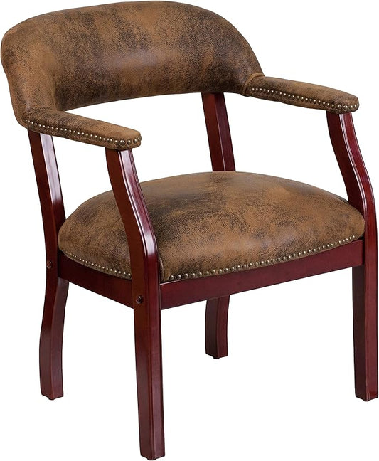 Flash Furniture Diamond Bomber Jacket Brown Luxurious Conference Chair with Accent Nail Trim