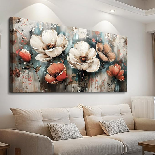 FUHAIHUA Canvas Wall Decor For Bedroom Large Wall Art For Living Room Office Decorations Boho Wall Pictures Flowers Landscape Paintings Artwork Aesthetic Posters Ready To Hang Home Decor 24x48 In