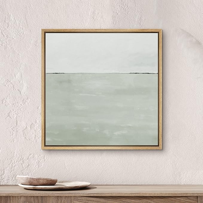 SIGNWIN Framed Canvas Print Wall Art Watercolor Abstract Gray Landscape Nature Shapes Illustrations Modern Art Decorative Contemporary Minimal for Living Room, Bedroom, Office - 24"x24" Natural