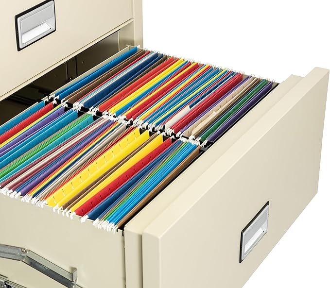 31 inch Wide 2-Drawer Lateral Fireproof File Cabinet – Legal and Letter Size Filing – Key Lock – Water Resistant – Fire Safe and Impact Rated – Putty Finish – Model LAT2W31P