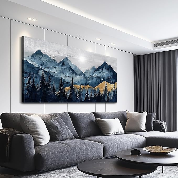 FUHAIHUA Canvas Wall Art For Living Room Large Wall Decor For Office Bedroom Decorations Mountain Landscape Pictures Abstract Painting Artwork Room Wall Mural Aesthetic Home Decor 30x60 In