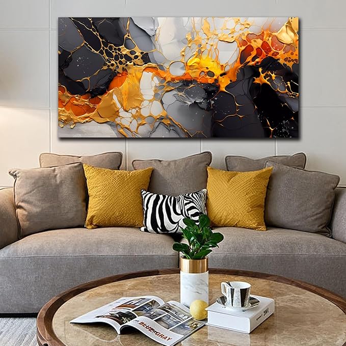 WDHCG Abstract Canvas Wall-Art Living Room - Black and White Wall Decor - Marble Wall Art for Bedroom Office Pictures 24" x 48"