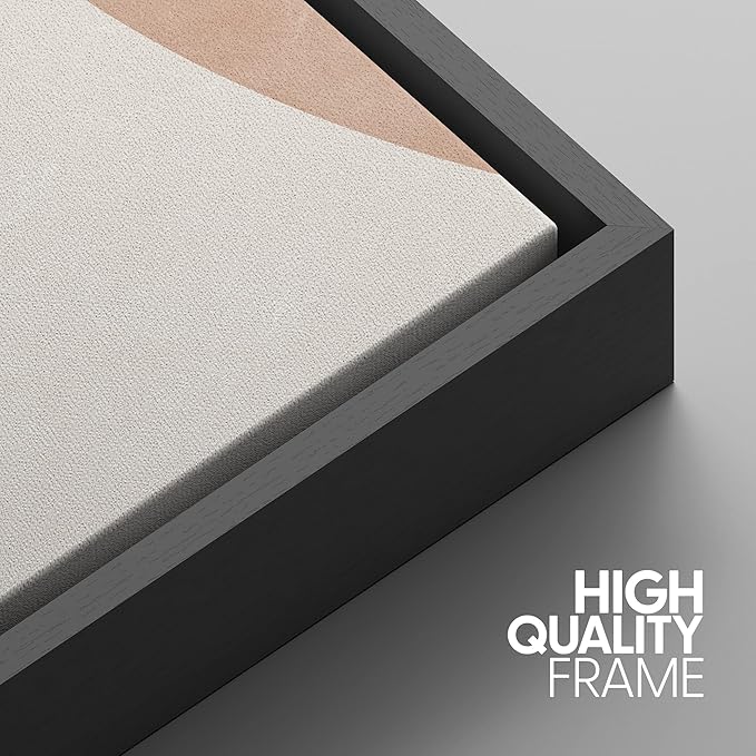 IDEA4WALL Framed Canvas Print Wall Art Set Art Deco Mid-Century Pastel Tan Polygons Abstract Shapes Illustrations Modern Art Decorative Contemporary for Living Room, Bedroom, Office - 16"x24"x3 Black