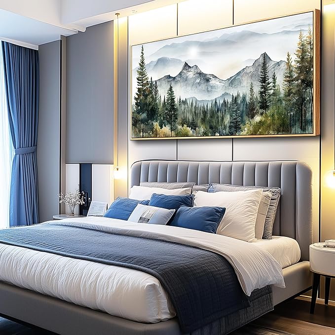 hyidecorart Large Wall Decorations For Living Room Wood Framed Canvas Wall Art For Bedroom Office Wall Decor Abstract Mountain Scenery Paintings Pictures Artworks Ready To Hang Home Decoration
