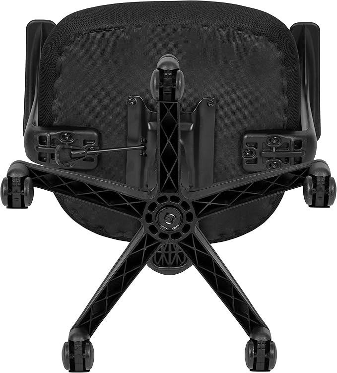 Flash Furniture Mallard Mid-Back Swivel Mesh Office Chair with Padded Seat and T-Arms, Height-Adjustable Ergonomic Padded Office Desk Chair, Black
