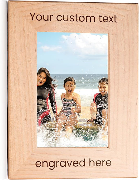 Lifetime Creations Create Your Own Personalized Picture Frame: Engraved Custom Wood Photo Frame, Customizable Gift for Wedding, Anniversary, Birthday (4x6 Inch Portrait)