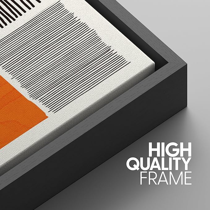 SIGNWIN Framed Canvas Print Wall Art Set Mid-Century Bright Color Block Collage Abstract Shapes Illustrations Minimalism Bohemian Decorative for Living Room, Bedroom, Office - 24"x36"x3 Black