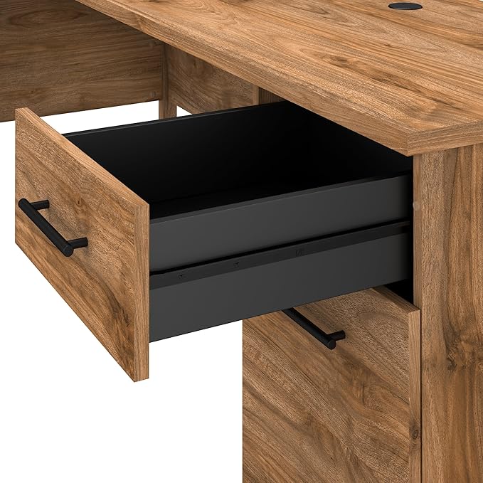 Bush Home Somerset 72W 3 Position Sit to Stand L Shaped Desk with Hutch in Fresh Walnut | Adjustable Height Table for Home Office