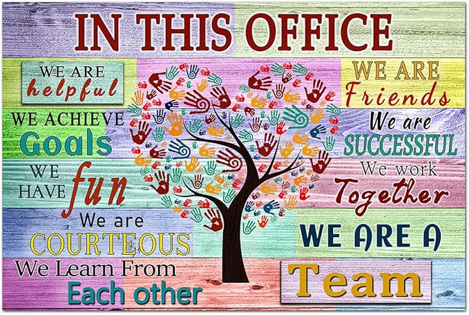 WHAOMIOT Inspirational Wall Art - Office Decor Print Canvas 'In This Office We Are A Team' 16 X 24 Inch Frameless