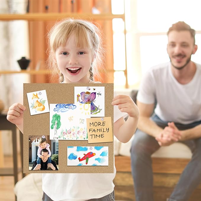 Cork Board Bulletin Board 12x12,1/2" Thick Cork Board Tiles 6 Pack, Self-Adhesive Small Square Pin Board for Walls, Corkboards for Office Home School Message/Vision Board Decoration.