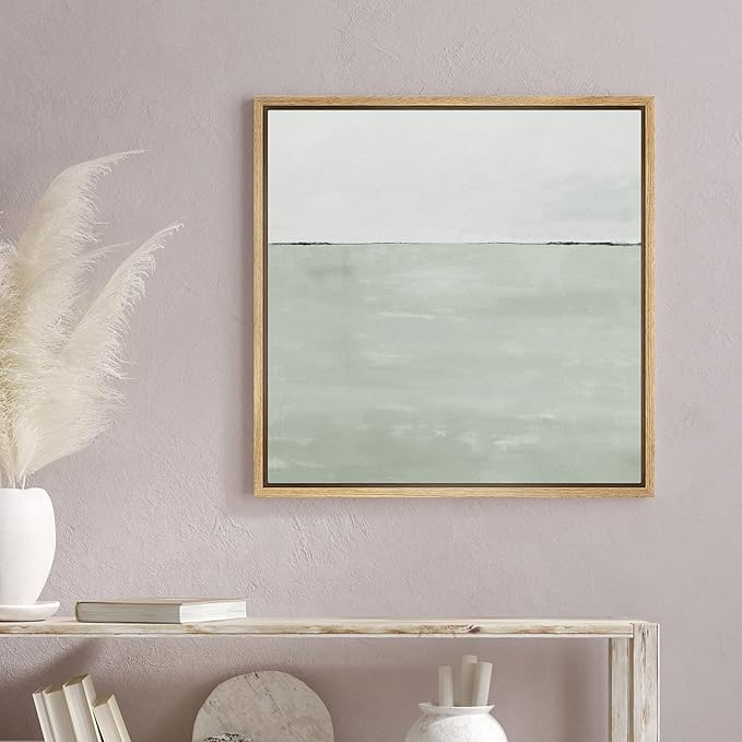 SIGNWIN Framed Canvas Print Wall Art Watercolor Abstract Gray Landscape Nature Shapes Illustrations Modern Art Decorative Contemporary Minimal for Living Room, Bedroom, Office - 16"x16" Natural