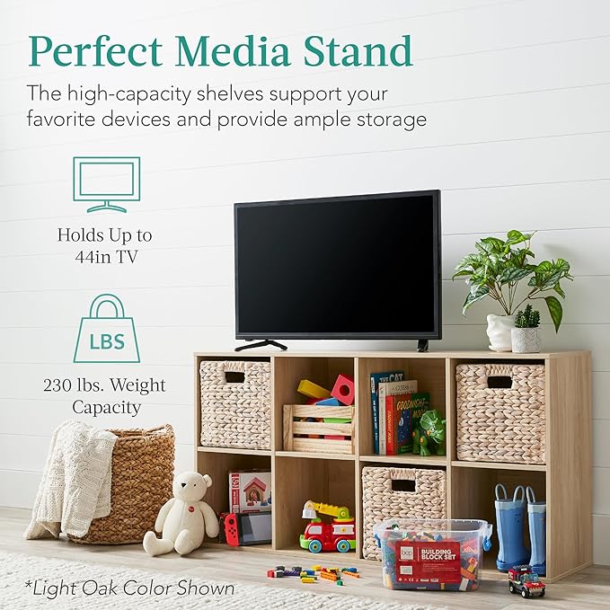 Best Choice Products 8-Cube Storage Organizer, 11in Shelf Opening, Bookcase, Display Shelf, Customizable w/ 3 Removable Back Panels – Black