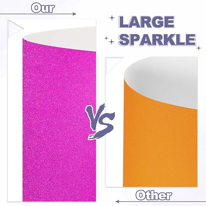 PATIKIL 20Sheets Hot Pink Glitter Cardstock, 8.3x11.7 in A4 Glitter Paper Card Stock Shiny Scrapbook 250gsm Sparkly Paper Large Shimmer for Crafts Scrapbook DIY Art Wedding Party
